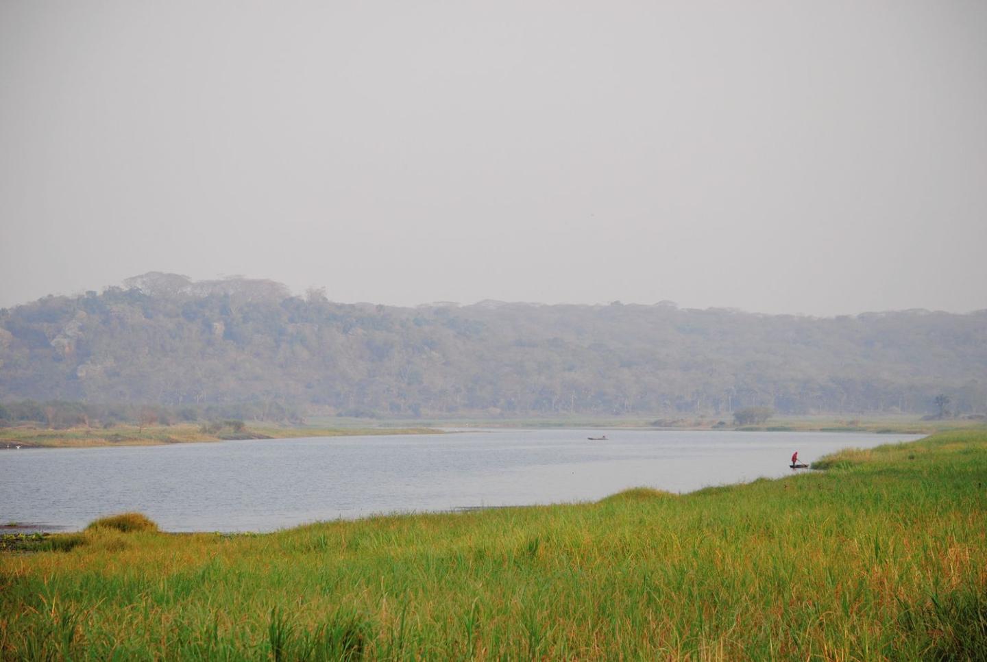 View of river with mountains in the background