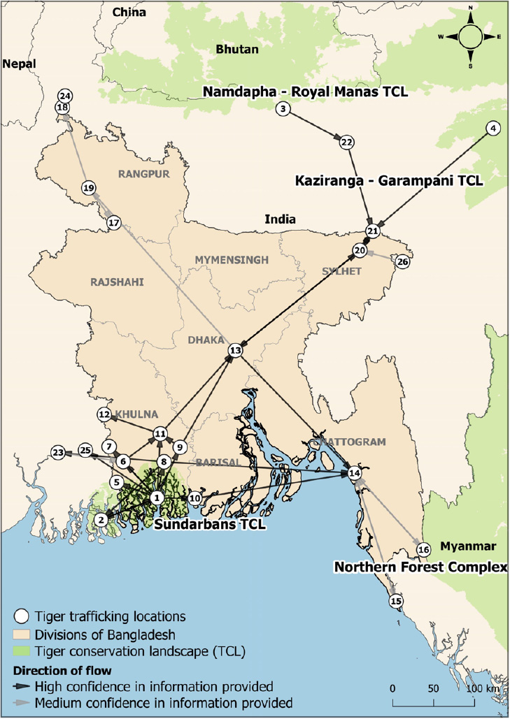 Tiger trafficking locations