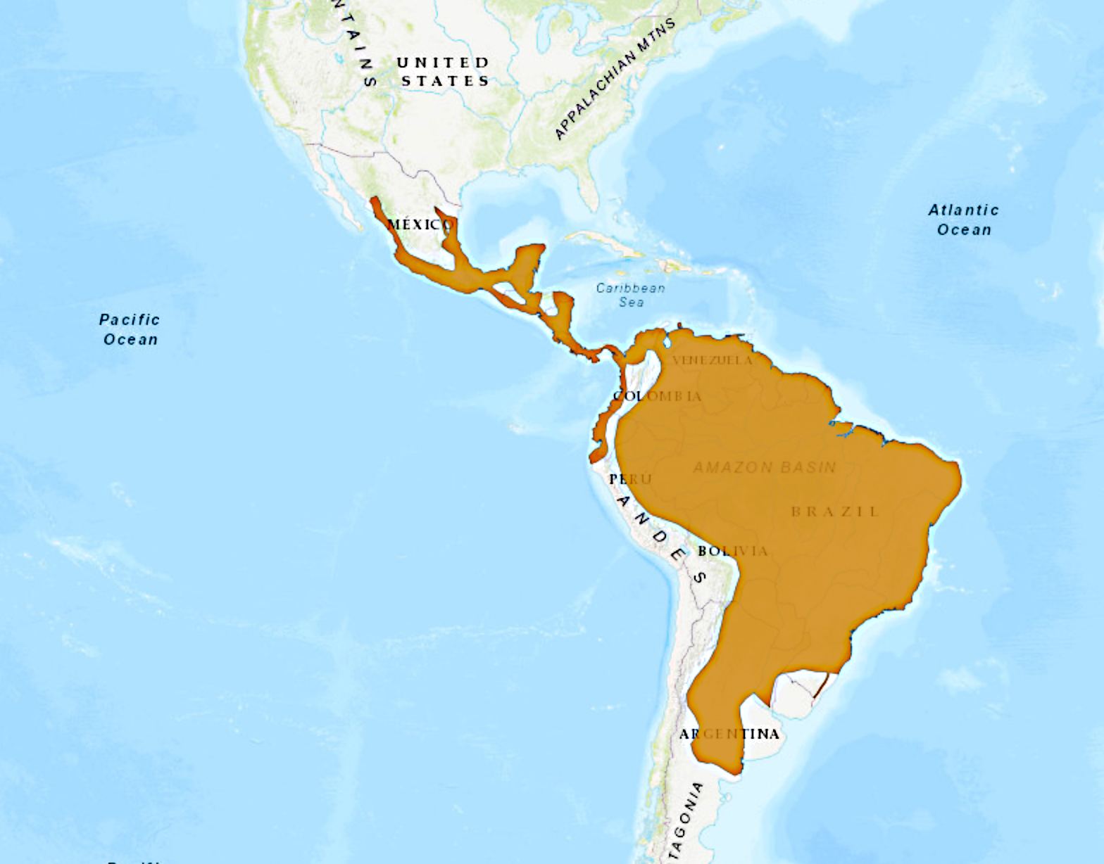 Jaguarundi range map