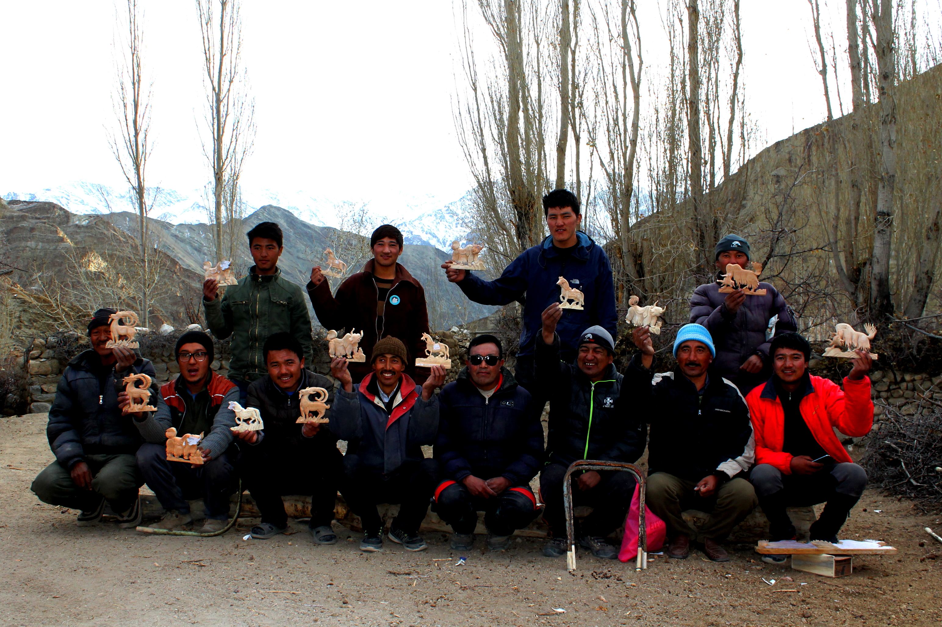 People with ibex handicrafts